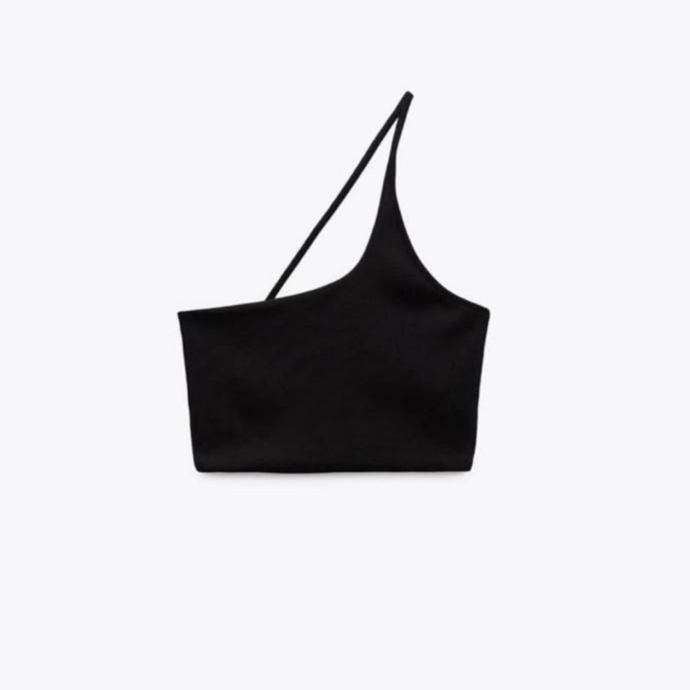 Zara Black One-Shoulder Crop Top